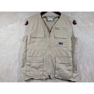 L.L. Bean Vintage Safari Photography Fishing Hunting Vest Khaki Tan Small/Med *